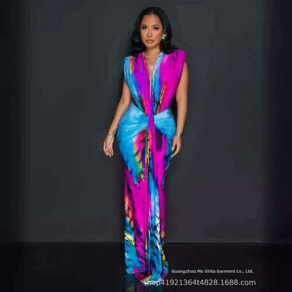 Spring Luxe V-Neck Ruffle Dress
