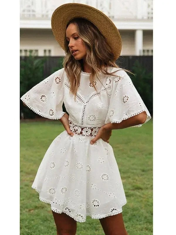 Mesh Knit Bikini Cover-Up Dress