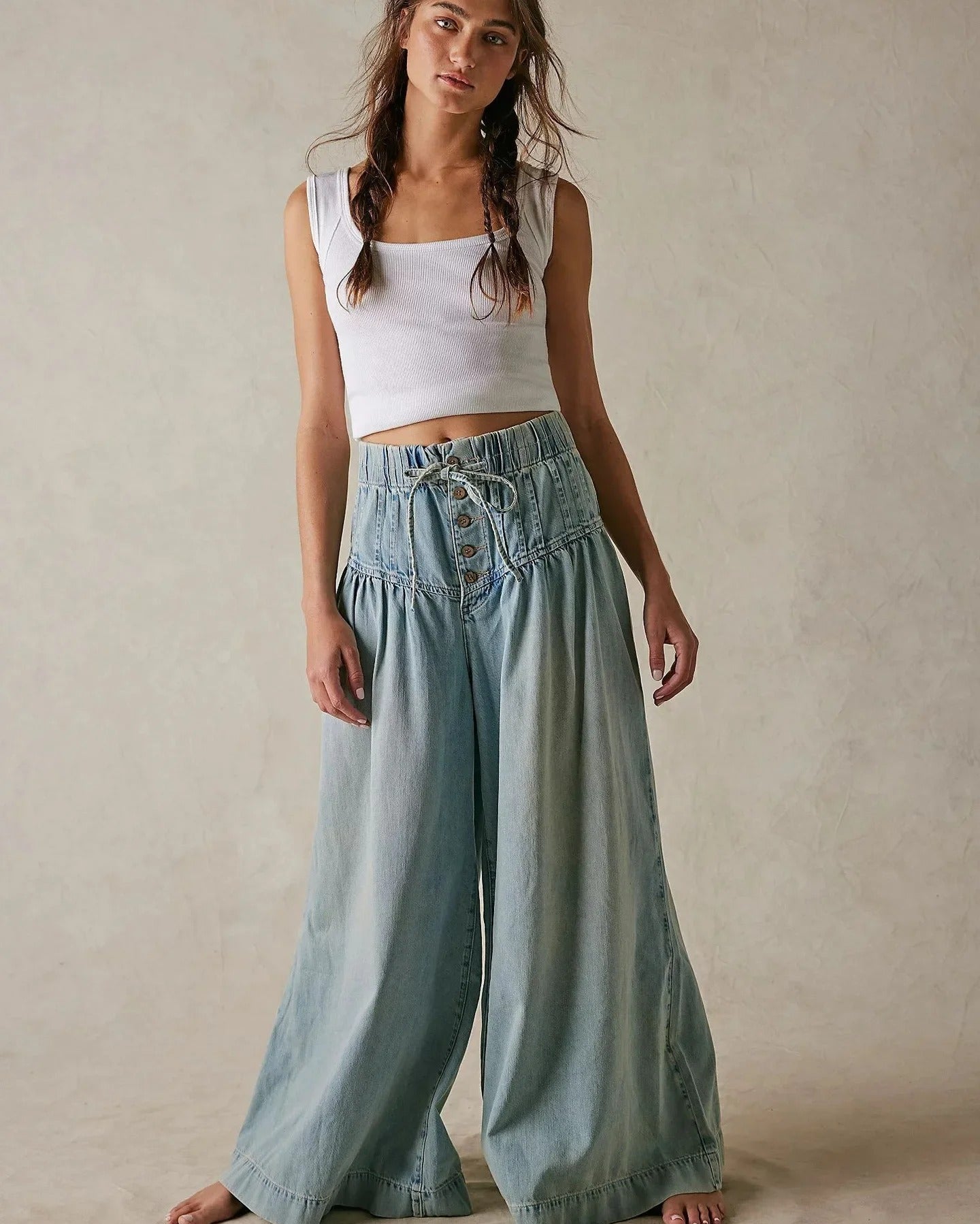 Lace-Up Denim Pants