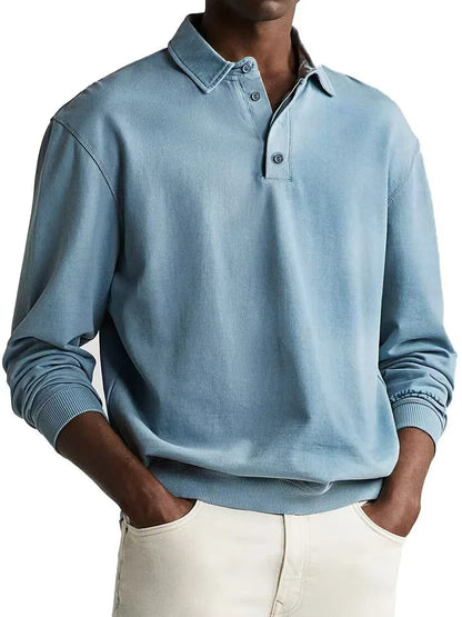 Men’s Long Sleeve Business Casual Cotton Polo