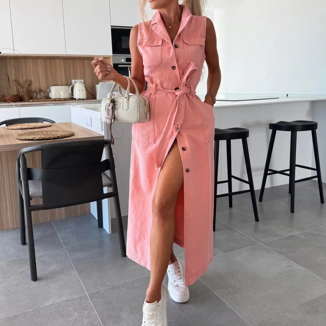 Elegant Y2K Denim Maxi Dress for Women