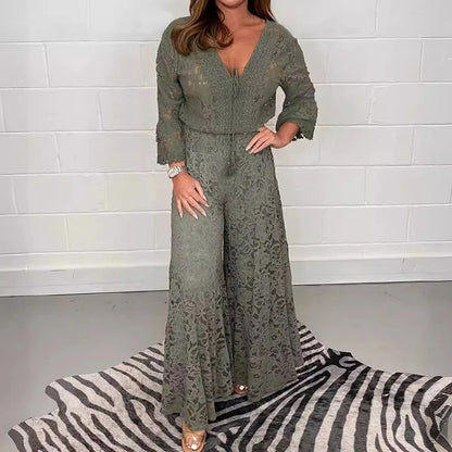 Embroidered Crochet Two-Piece