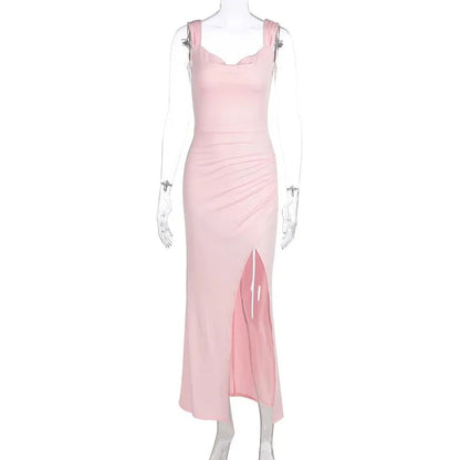 Backless Slit Empire Waist Dress