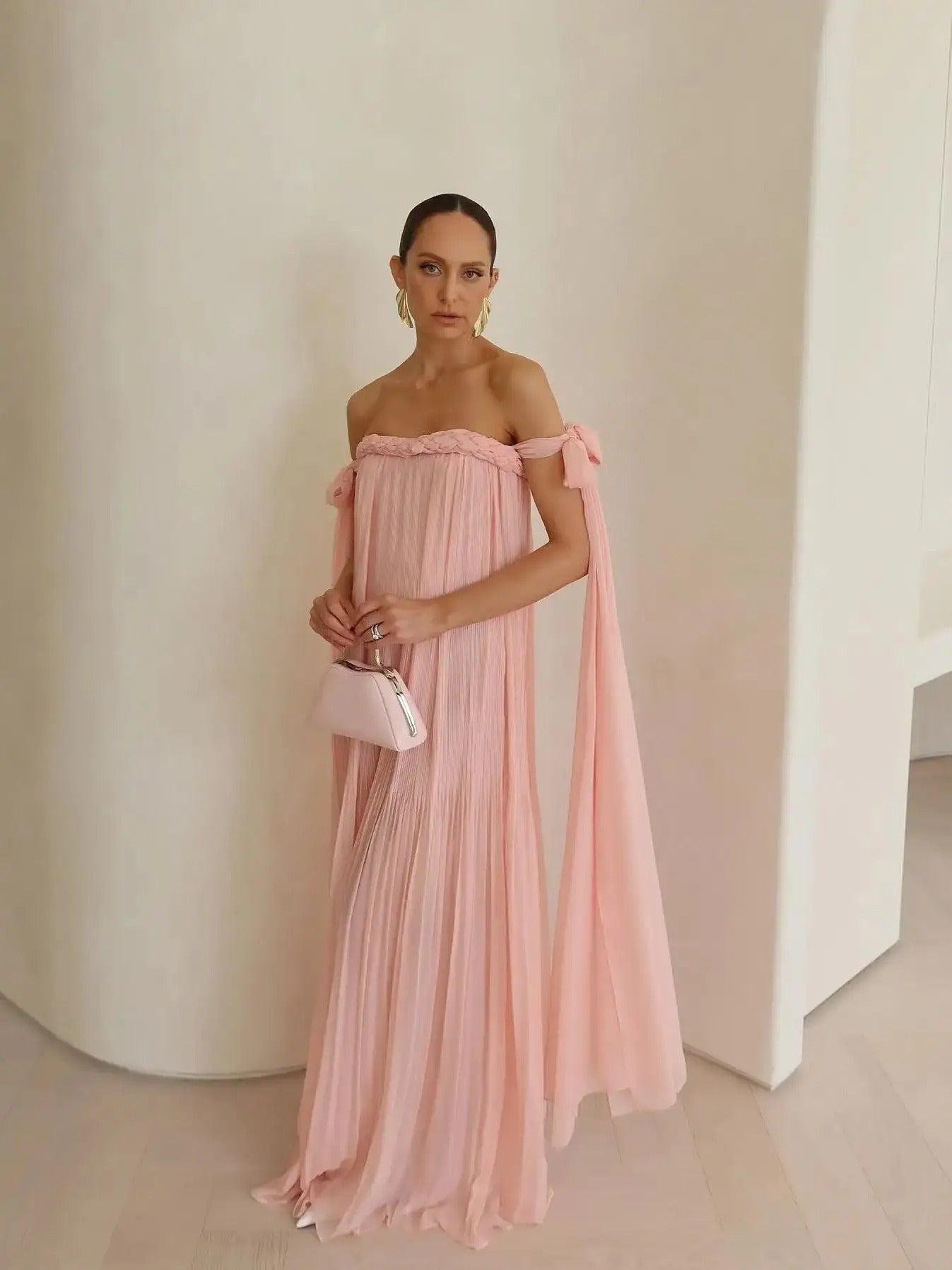 Braided Elegance Off-Shoulder Maxi