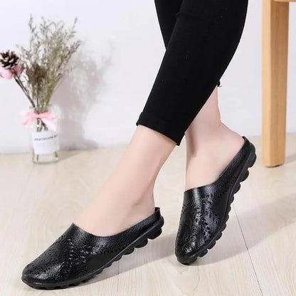 Breezy Chic Leather Slip-On Mules