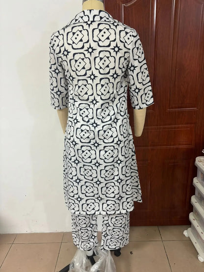 Spring Oversized Print Suit Set