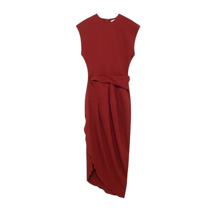 Asymmetric Ruched Waist Slim Dress