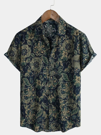 Trendy Beachwear Floral Print Shirt