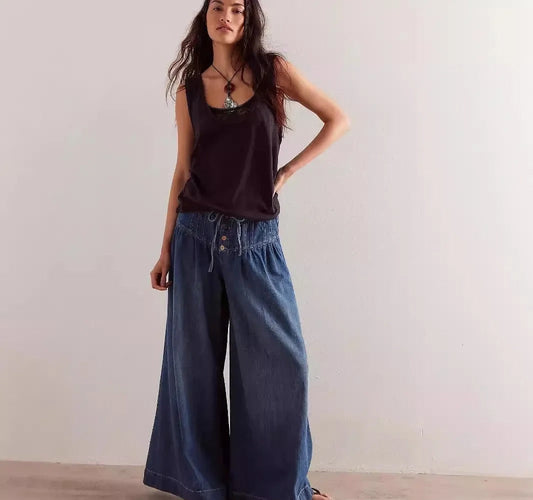Lace-Up Denim Pants