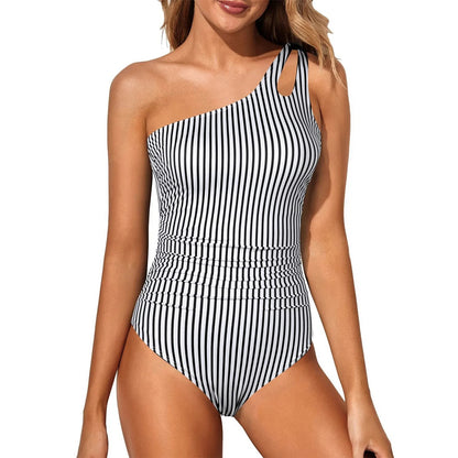 Sleek Hollow Out One Shoulder Swimsuit