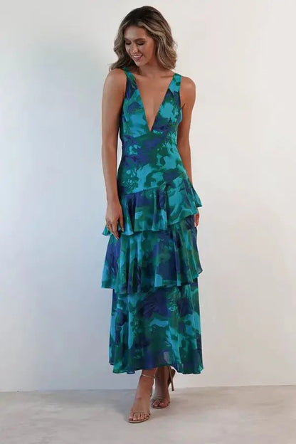 Breezy Halter Neck Ruffle Beach Dress
