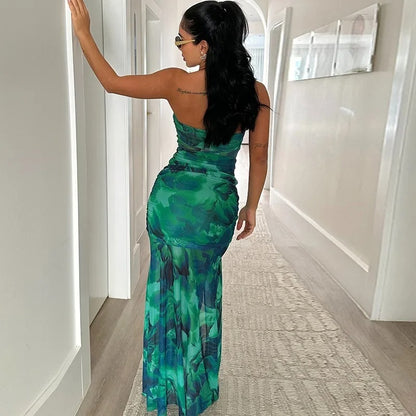 Flawless Backless Green Party Gown