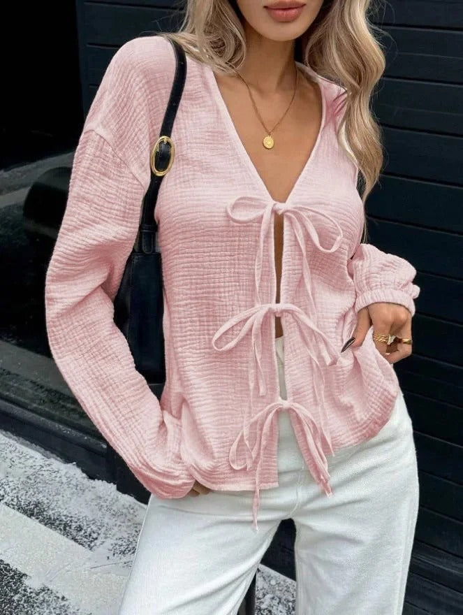 INS Style Cotton V-Neck Top