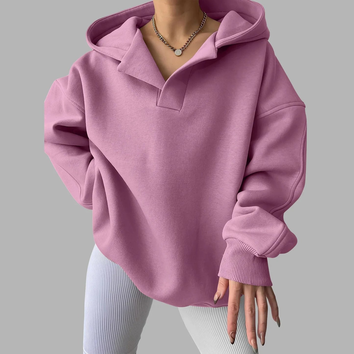 Oversized V-Neck Hoodie