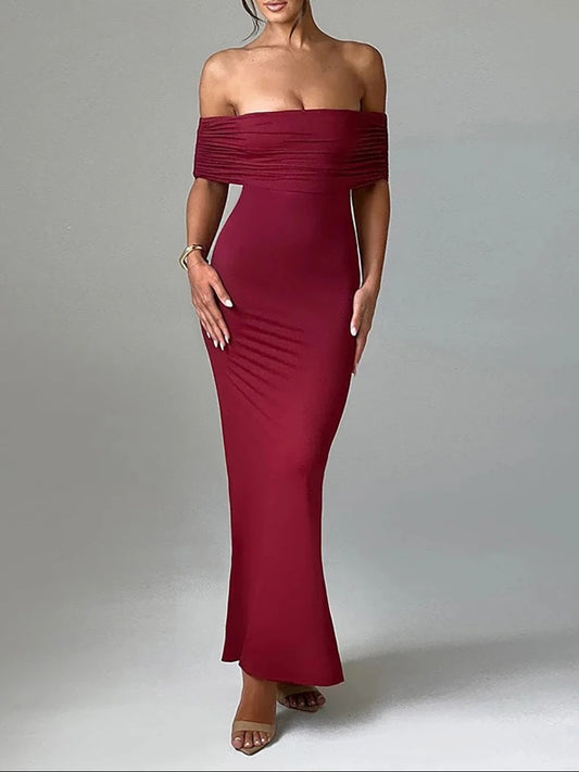 Sexy Strapless Backless Bodycon Maxi