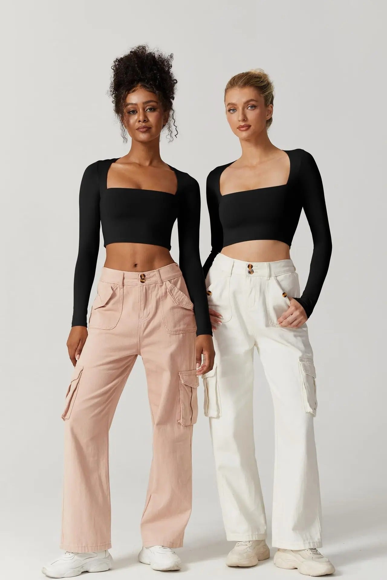 Street Muse Cropped Solid Long Sleeve Tee