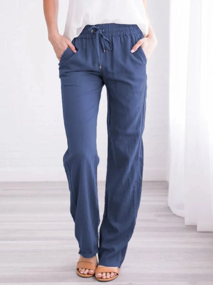Cotton Linen Drawstring Loose Pants