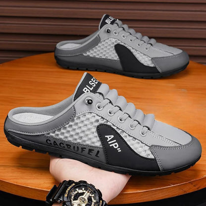 Breathable PU Leather Mesh Slides