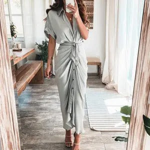 Boho Print Irregular Pleat Summer Dress