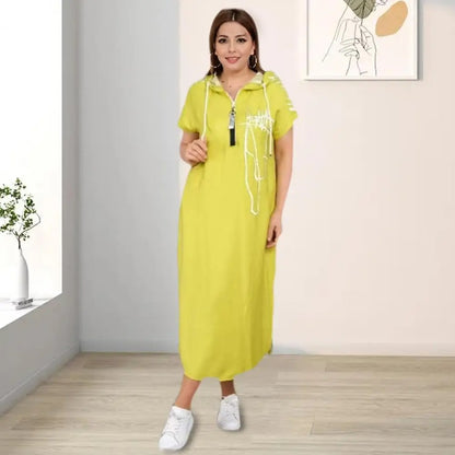 Hooded Patchwork Maxi Dress