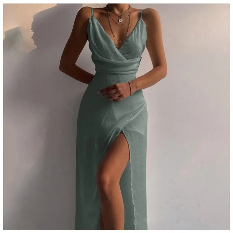 Siren Allure V-Neck Slit Dress