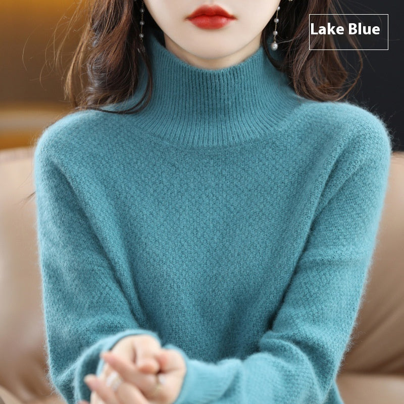 Mink Sweater Women's Half Turtleneck Loose Thick Short