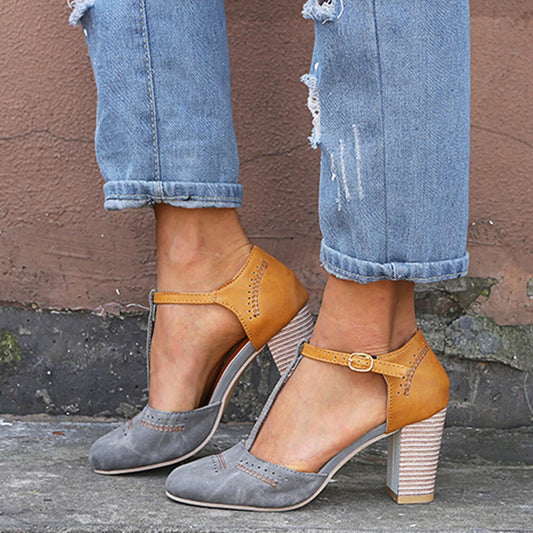 Retro Chic Thick Heel Sandals