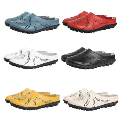 Breezy Chic Leather Slip-On Mules