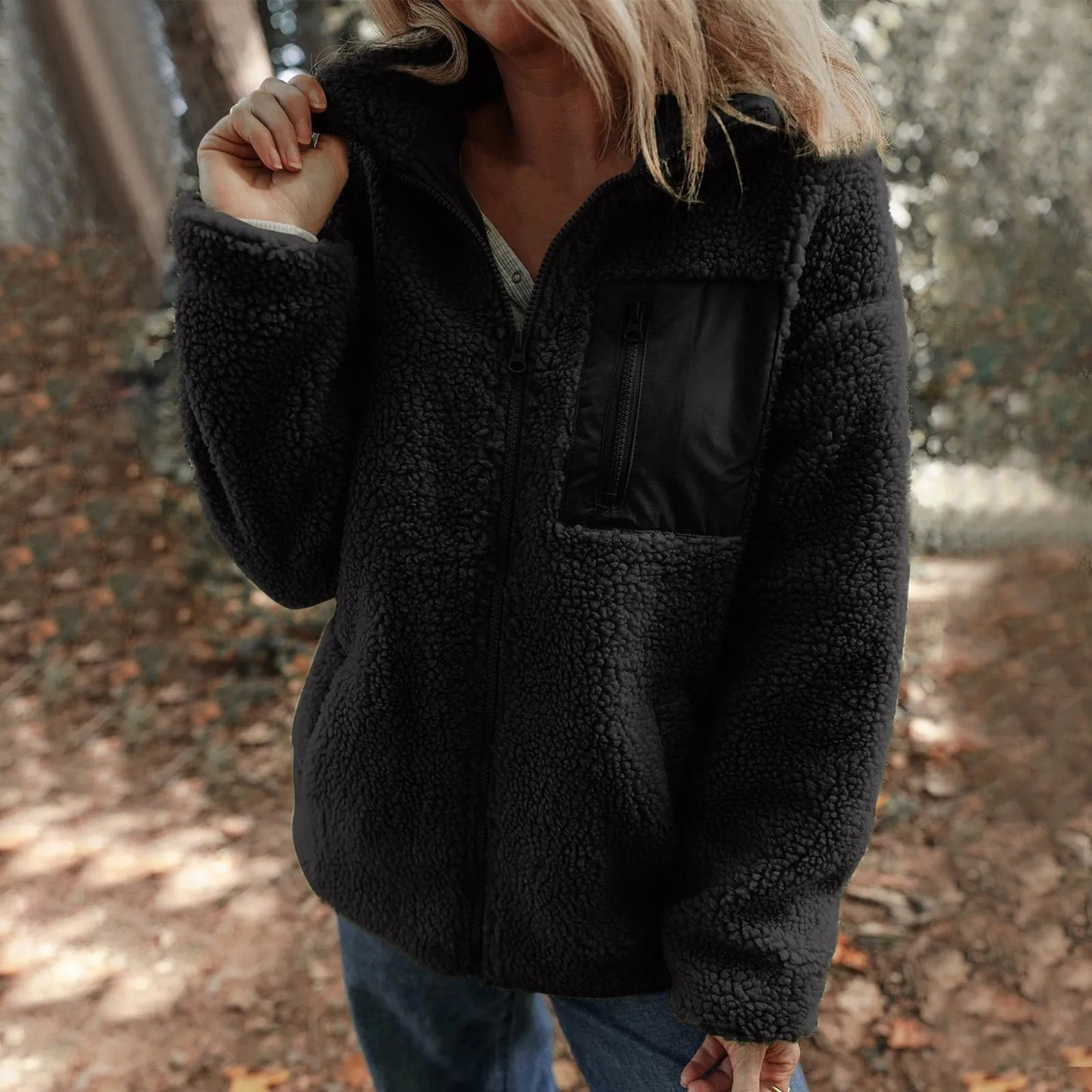Winter Trendy Full-Zipper Fleece Jacket for Women