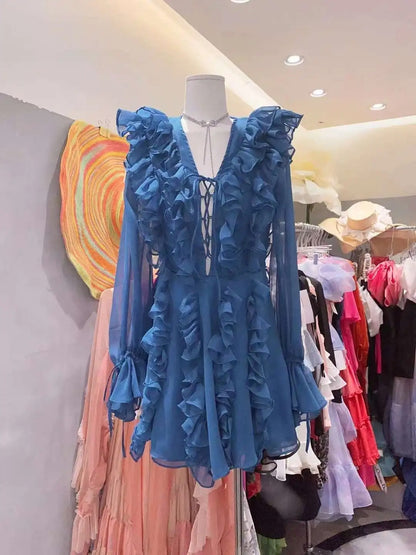 Sexy Sheer Lace Mesh Shirt Dress
