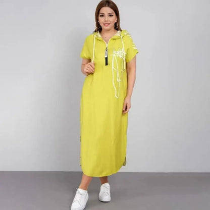 Hooded Patchwork Maxi Dress
