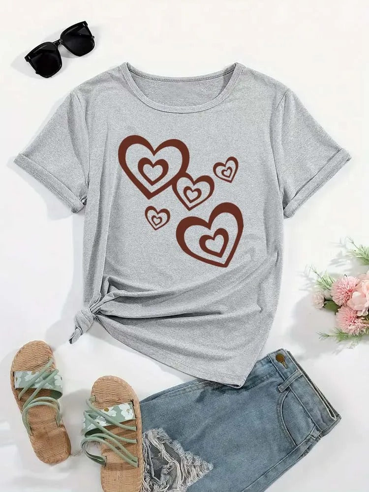 Funny Leopard Heart Print T-Shirt