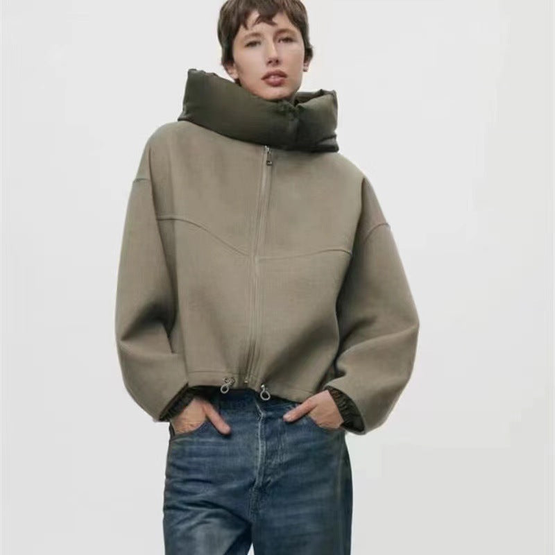 Women's Metal Buckle Cropped Coat Top