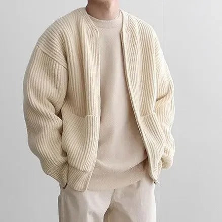 Men's Stand Collar Slim Fit Knit Jacket