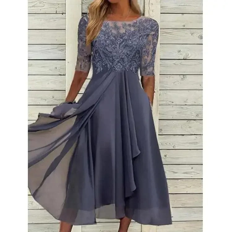 Elegant Gradient Colorblock Midi Dress
