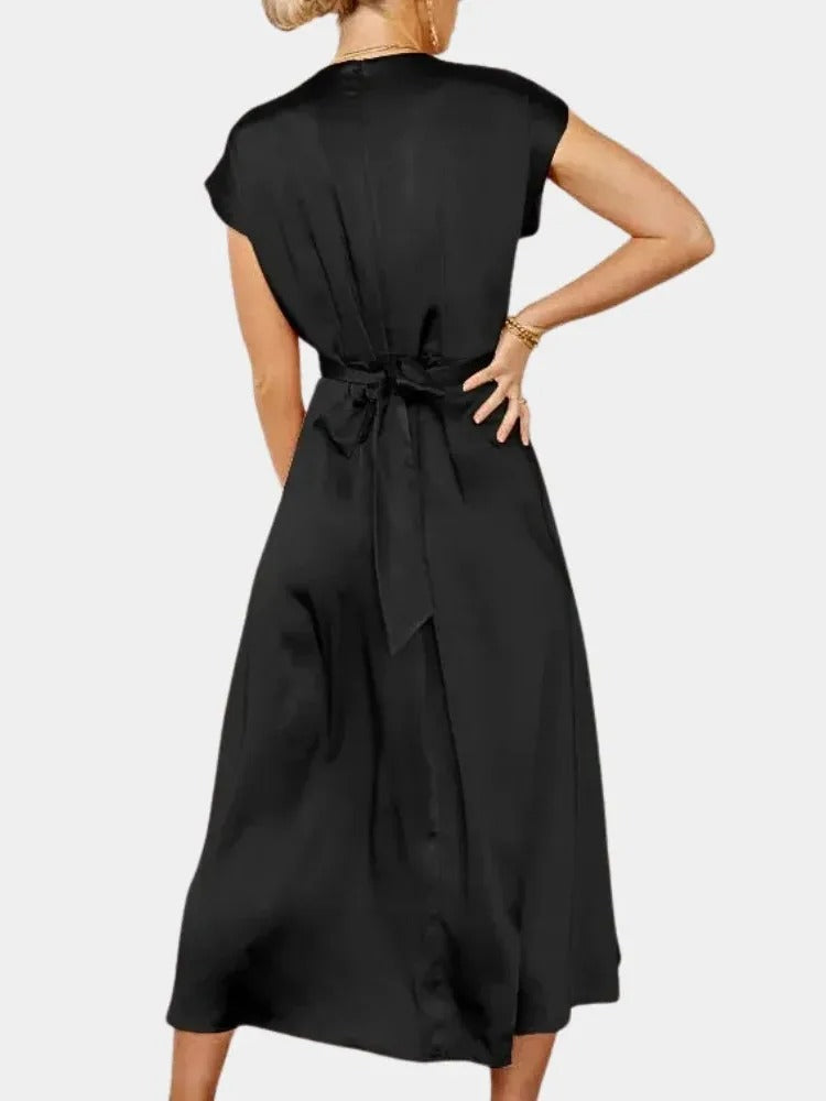Satin Elegance Lace-Up Party Dress