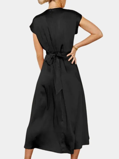 Satin Elegance Lace-Up Party Dress