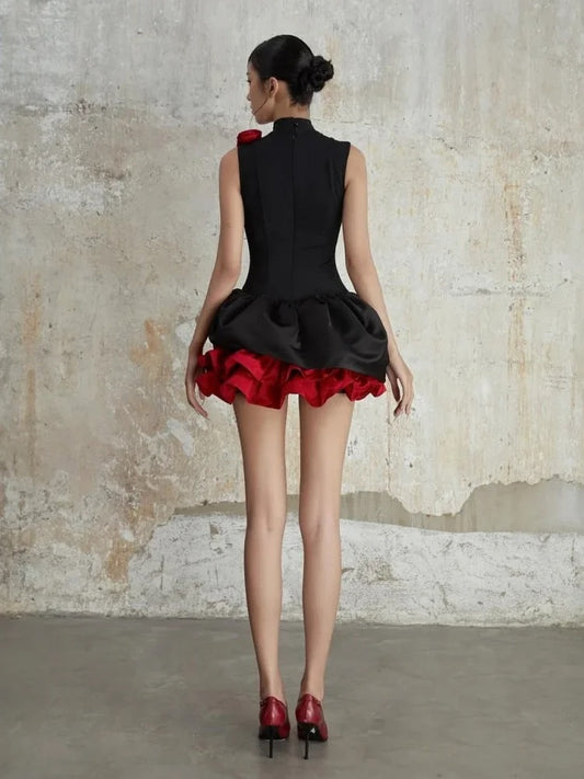 3D Floral Patchwork A-Line Dress