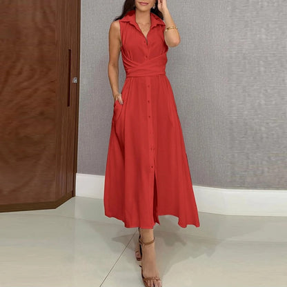 Solid Color Shirt Dress