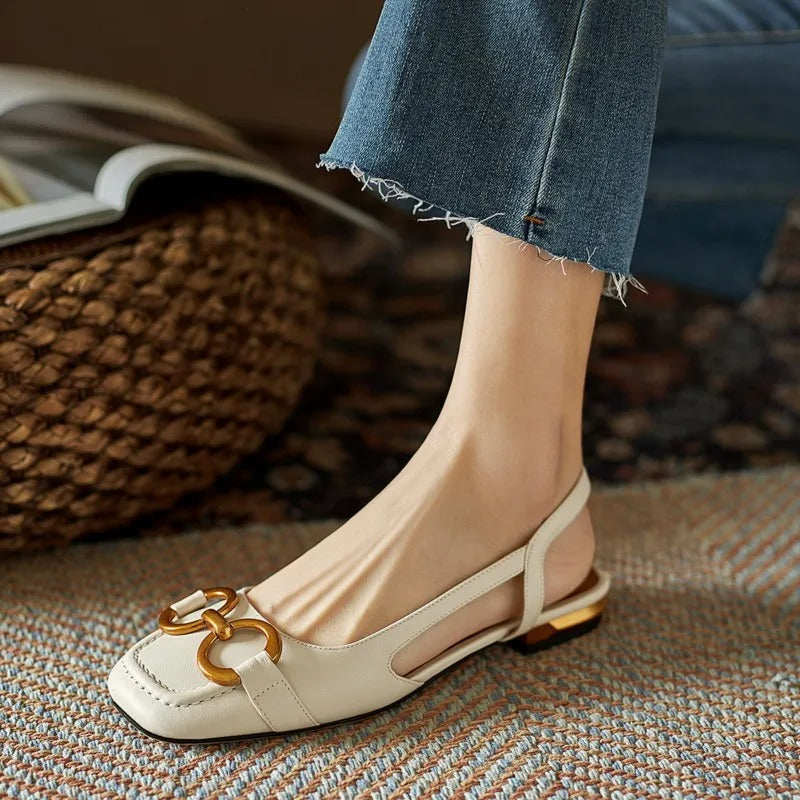 Retro Suede Slingback Office Flats