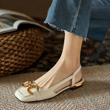 Retro Suede Slingback Office Flats