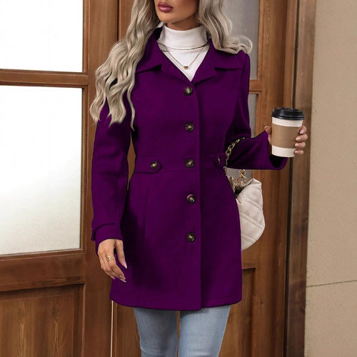 Women’s Mid-Length Plus-Size Lined Wool Coat