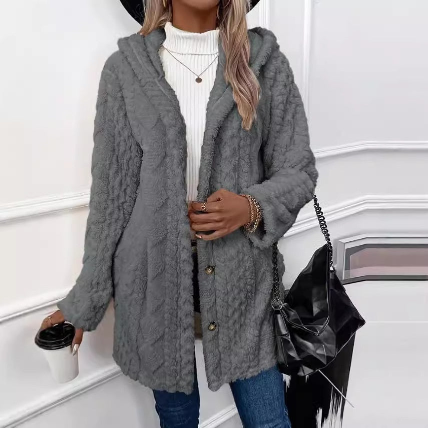 Long Jacket Winter Solid Color Long Sleeve Coat