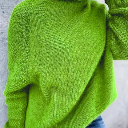High Collar Loose Pullover Long Sleeve Sweater