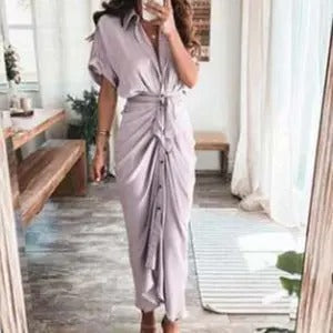 Boho Print Irregular Pleat Summer Dress