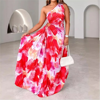 Boho Glam One-Shoulder Maxi Dress