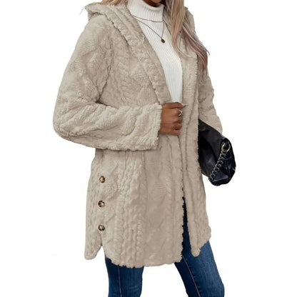 Stylish Hooded Plush Cardigan Jacket