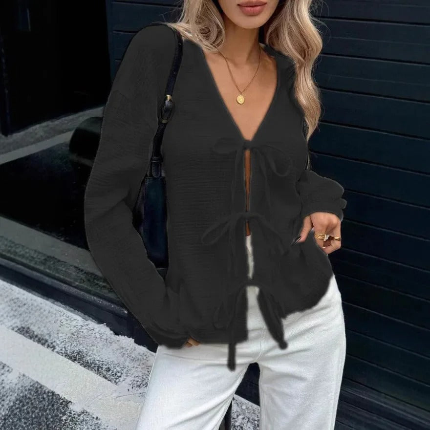 INS Style Cotton V-Neck Top