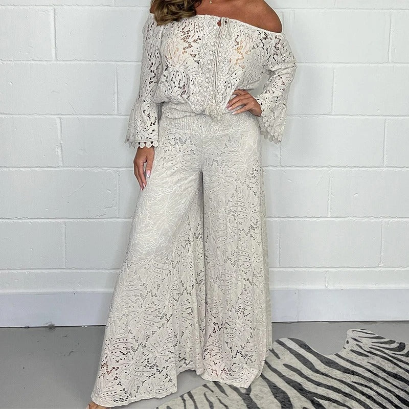 Embroidered Crochet Two-Piece