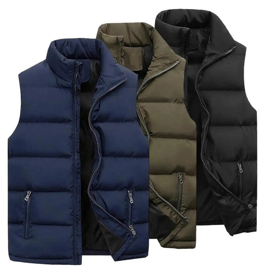Men's Solid Cotton Padded Stand Collar Jacket